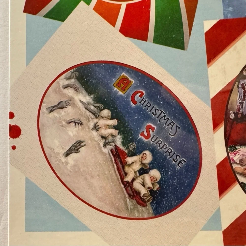 DARK HUMOR CHRISTMAS CARDS – 4-Pack – Twisted Retro Holiday Art – Zombie, Horror